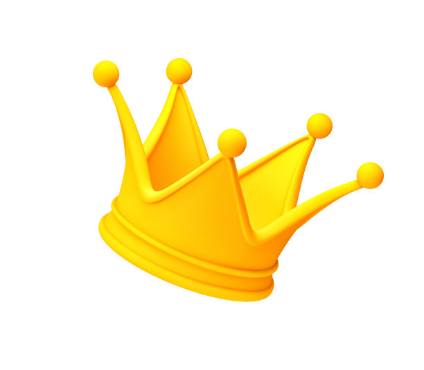 黄色的花冠孤立在白色上。Emoji图标。包含剪辑路径图片下载