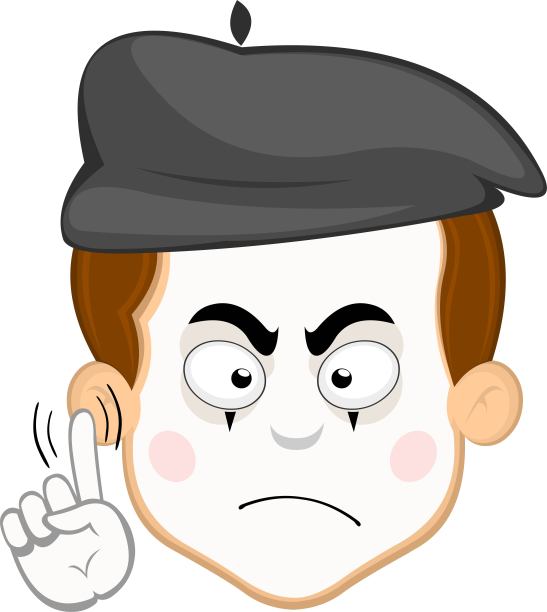矢量插图头字符街头表演者哑剧卡通说没有手指手势图片下载
