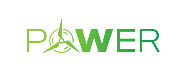 绿色力量字和风论坛标志。权力的标志。风能和电力概念图片下载