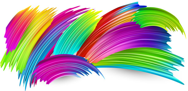 白色背景上的彩色抽象笔触。图片下载