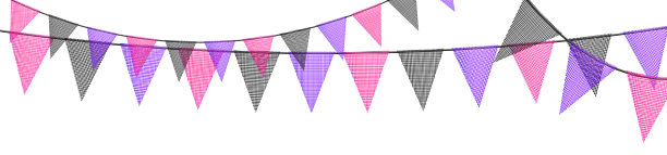 五彩缤纷的狩猎花环和用碎布做成的旗帜。用于节日、聚会庆祝的装饰彩旗。图片下载