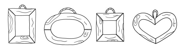 木制框架的照片或图片手绘涂鸦风格。矢量轮廓图图片下载