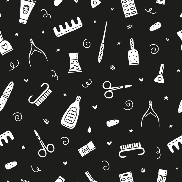 无缝图案与指甲沙龙图标。图片下载