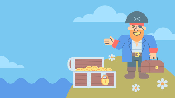 岛上的海盗指着提着箱子的手，微笑着图片下载