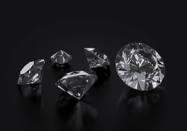 耀眼的钻石反射在黑色的背景图片下载