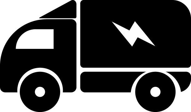 车身上有闪电的卡车或汽车。简单的黑色矢量插图。图片下载