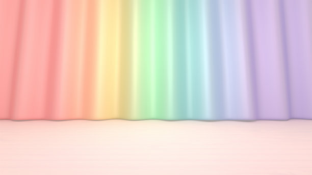 柔和的彩虹窗帘和空荡荡的地板图片下载