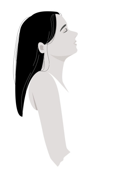 一个女人的侧视图，眼睛闭着，嘴巴张开，穿着白色的裙子。图片下载