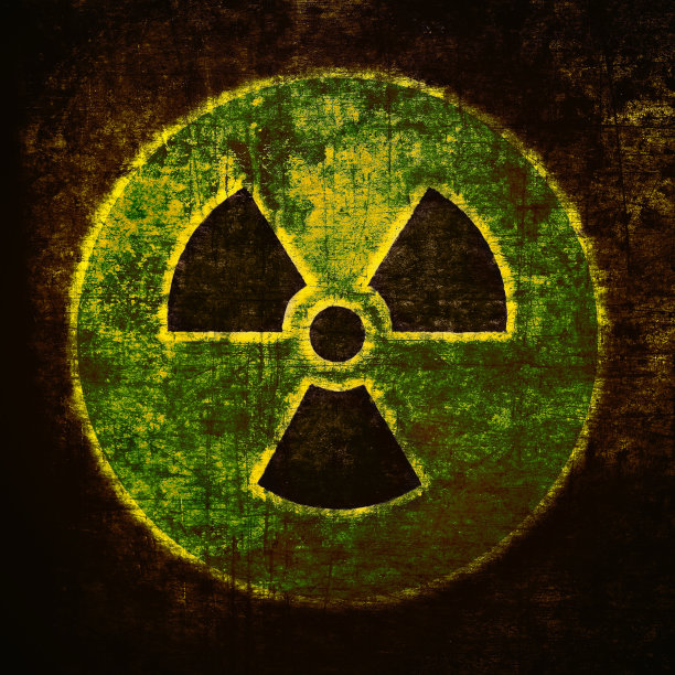 辐射信号。核危险标志，垃圾纹理。Radioact图片下载
