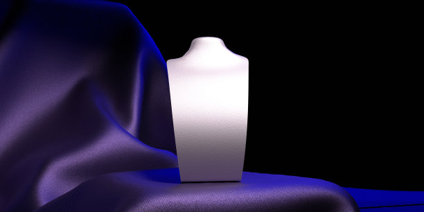 项链展示架，珠宝展示架，舞台，丝绸，展台，窗帘，底座，时装，面料，3D插画图片下载