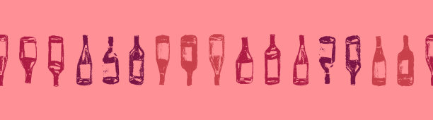 酒瓶图案无缝与酒边设计。图片下载