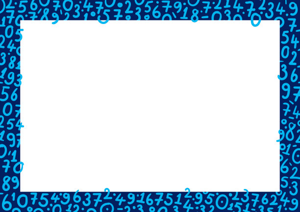 深蓝色框上手写的数字。手绘蓝色数字和藏青色框架图片下载