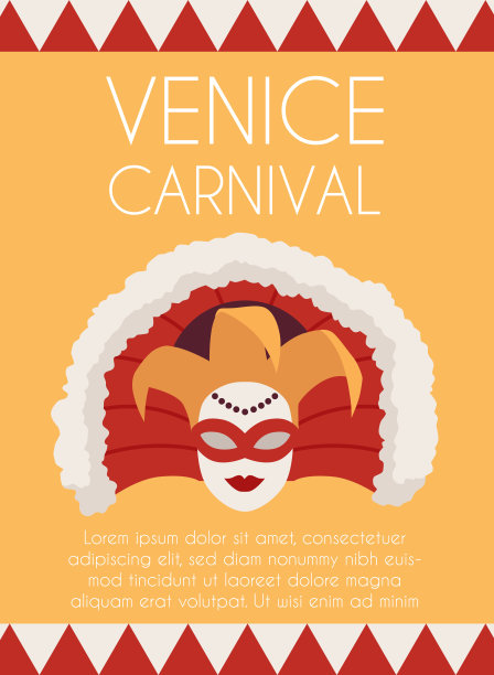 威尼斯狂欢节。横幅。带羽毛的女性面具。图片下载