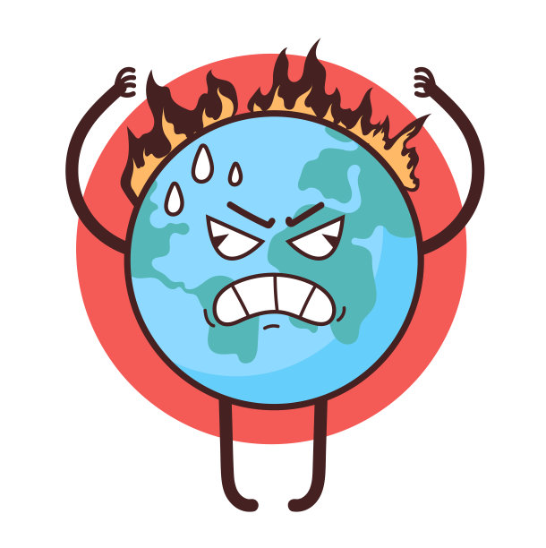 愤怒燃烧的行星地球环境问题的概念。矢量平面图形设计元素插图图片下载