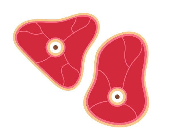 切肉成分孤立概念。矢量平面图形设计卡通插图图片下载