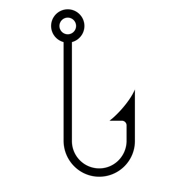 钓鱼钩图标孤立的白色背景图片下载