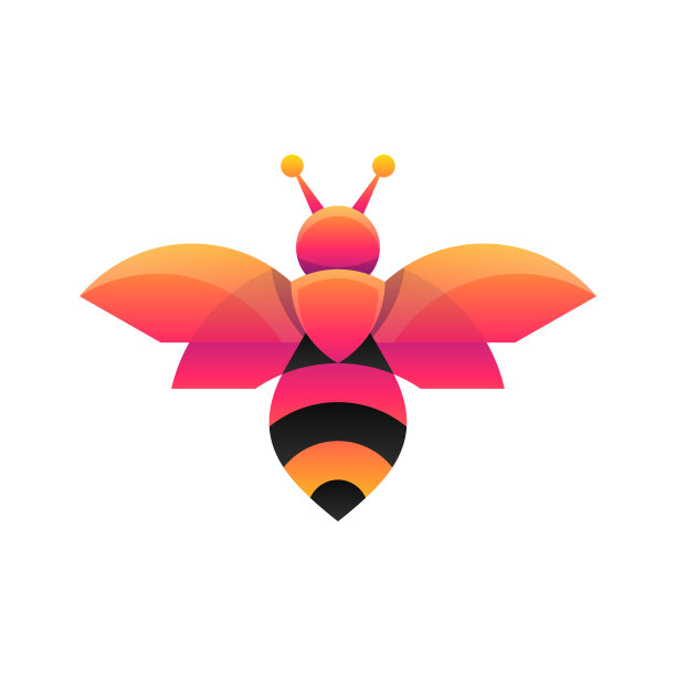 矢量插图蜜蜂渐变彩色风格图片下载