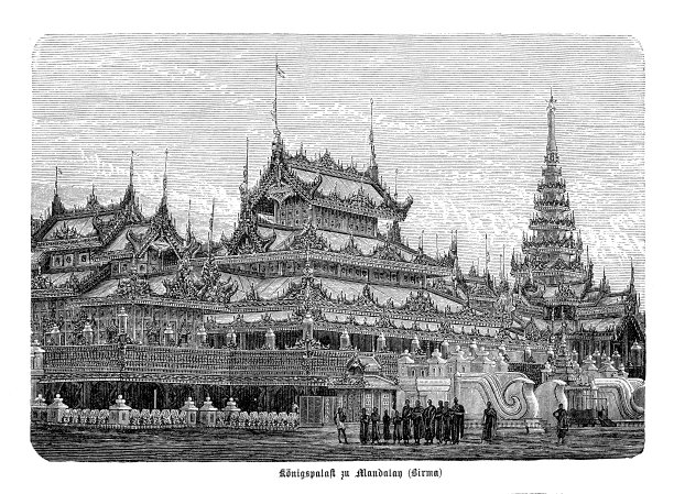 皇宫在曼德勒(缅甸)，现在被称为缅甸，国家的文化和历史遗产的重要象征图片下载