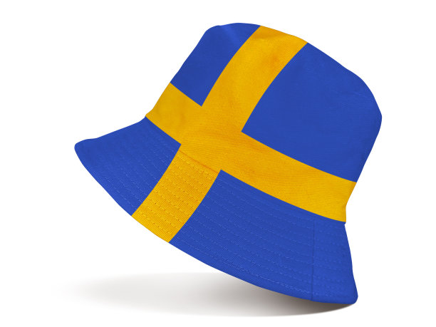 黄色斗帽蓝色孤立在白色背景图片下载