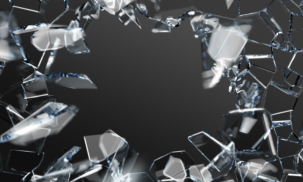 3d破碎或爆炸玻璃，蓝色水晶碎片，黑色背景的镜子或窗户。抽象渲染透明的破碎破碎或碎片冰碎片图片下载