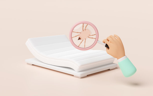 3d手持放大镜与尘螨隔离在粉红色的背景。三维插图渲染图片下载