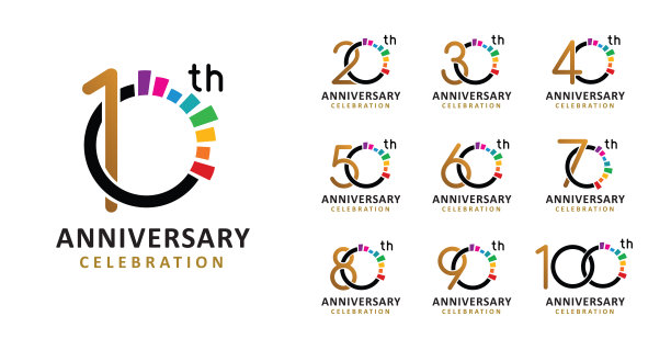 一套周年纪念设计彩色数字图片下载