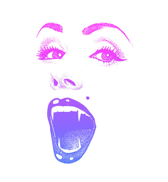 美丽的女吸血鬼脸上露出獠牙图片下载