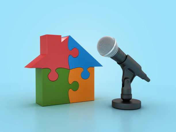 麦克风与拼图屋图片下载