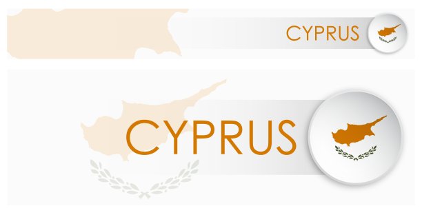 现代新形态风格的塞浦路斯国旗横网横幅。网页塞浦路斯国家标题按钮移动应用程序或互联网网站。向量图片下载