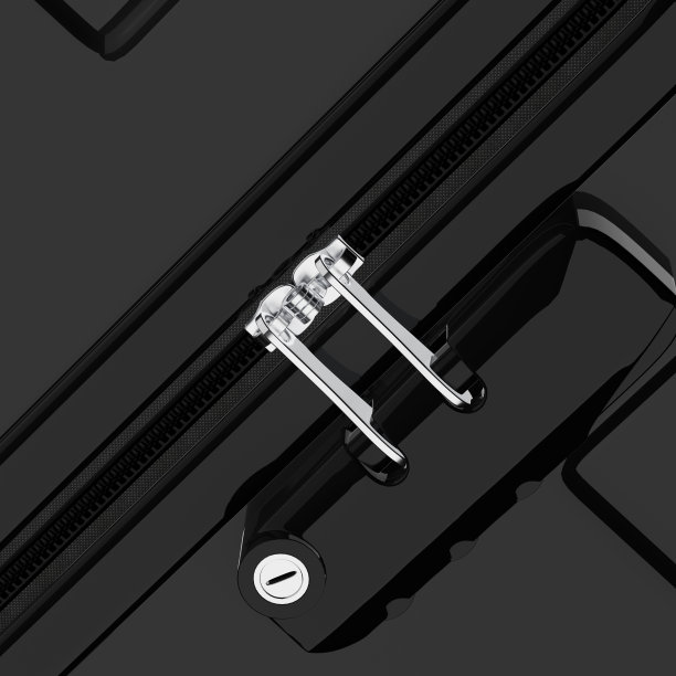 黑色旅行箱拉链锁。3d渲染图片下载
