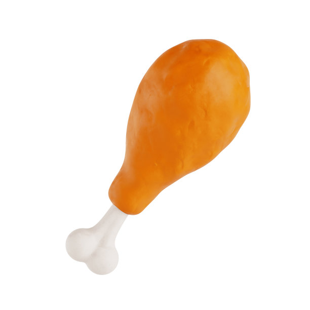 卡通摘要橡皮泥鸡腿与骨头。3d渲染图片下载