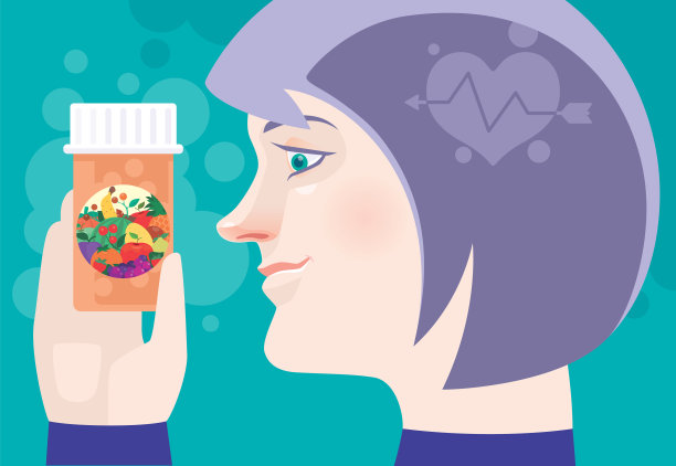 拿着补品瓶的女人在思考图片下载