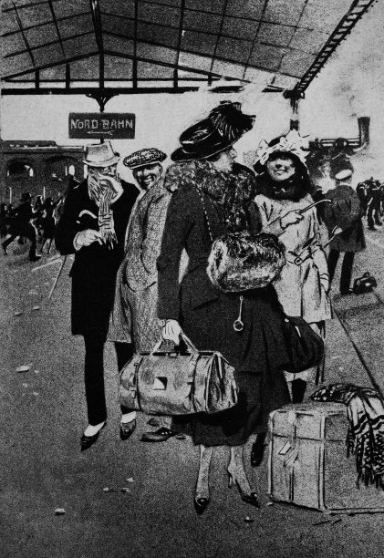 维多利亚时代的妇女在火车上旅行图片下载