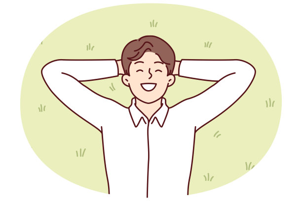 快乐的人躺在公园的绿草地上，享受温暖的阳光和夏天的天气图片下载