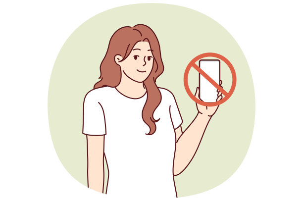 女人手里的手机被划掉象征着禁止使用移动设备来保护隐私图片下载