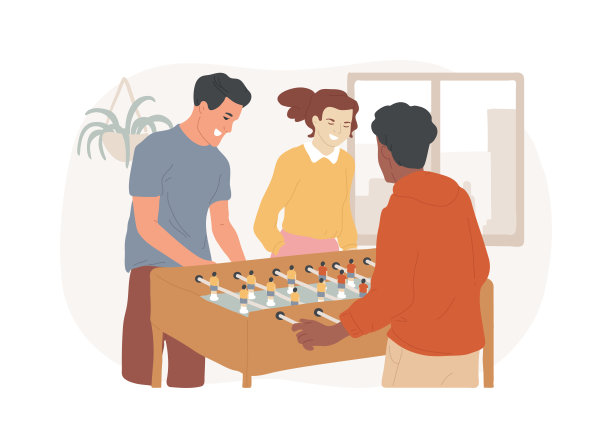 桌足球的乐趣孤立的卡通矢量插图。图片下载