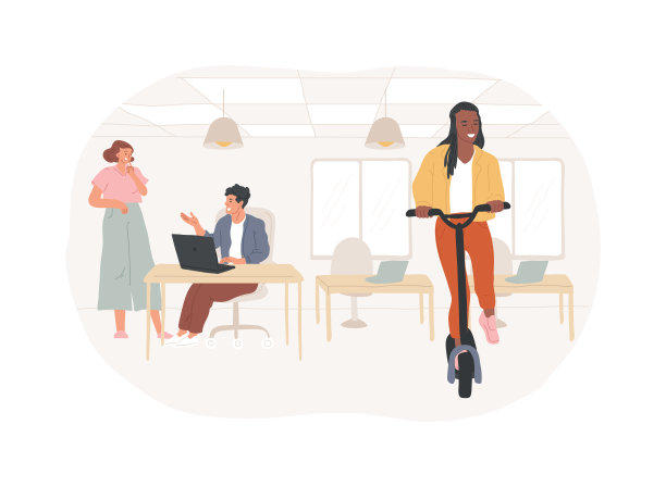 开放空间办公室孤立的卡通矢量插图。图片下载