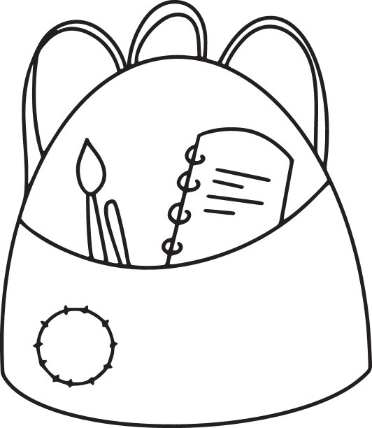 套手绘背包、包。涂鸦插图图片下载