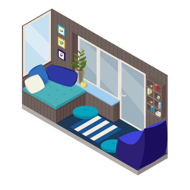 矢量等距舒适阳台图片下载