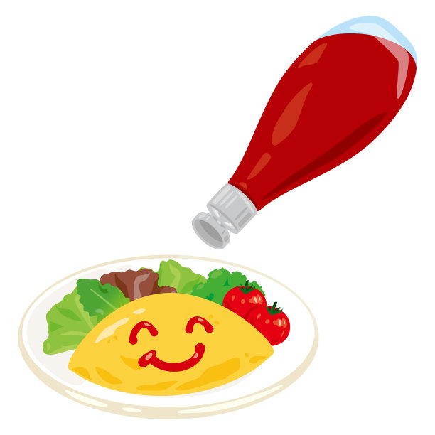 用番茄酱画的蛋饼饭图片下载