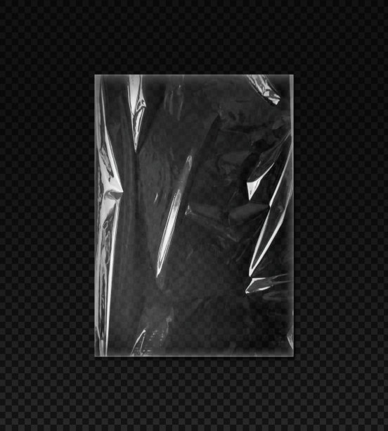 塑料或乙烯膜包裹纹理与皱纹，矢量聚乙烯套PVC透明覆盖矩形保鲜膜袋图片下载
