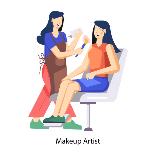 化妆师平面风格人物插画图片下载