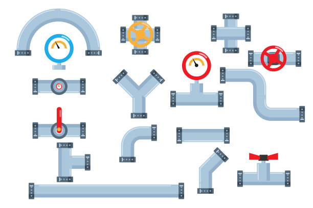 矢量集的细节ware管道系统在平面风格图片下载