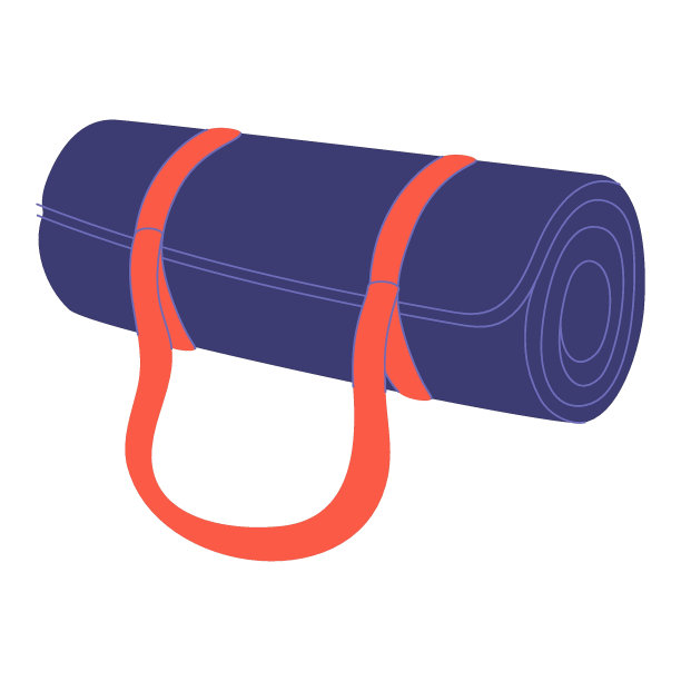 徒步旅行和露营的旅行垫卷。软泡沫垫徒步旅行，户外探险，锻炼。旅行装备。图片下载