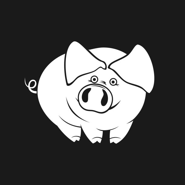 可爱的猪，小猪人物吉祥物剪影图片下载