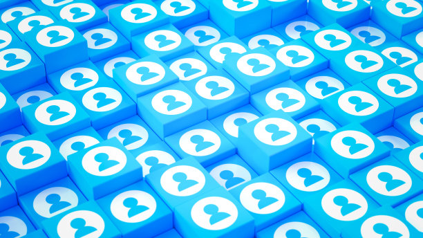 立方体上的人类图标代表团队和协作。3 d渲染。图片下载