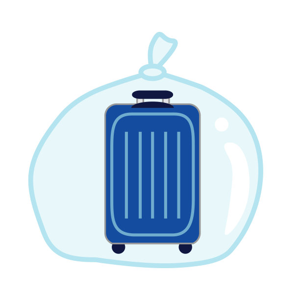 装在塑料袋里的行李箱和袋子的插图，以防止臭虫。图片下载