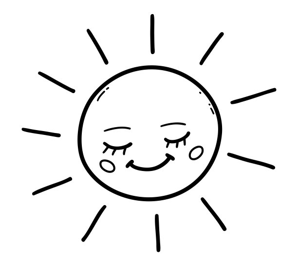 矢量线艺术插图可爱的太阳图片下载