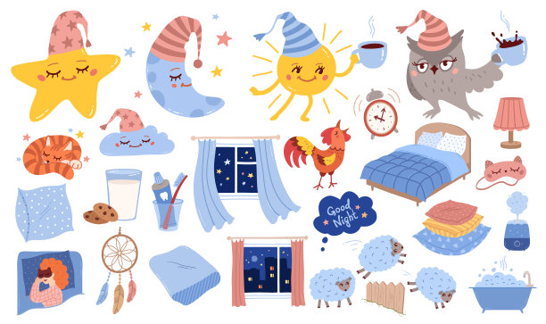 睡前睡眠卫生插图集图片下载