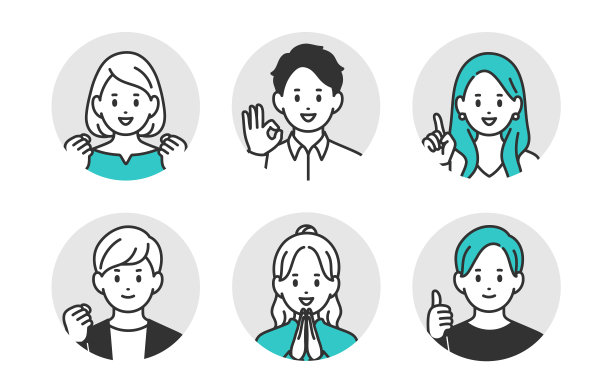 积极向上的青年男女脸图标集【矢量/插图/图标/人物】图片下载